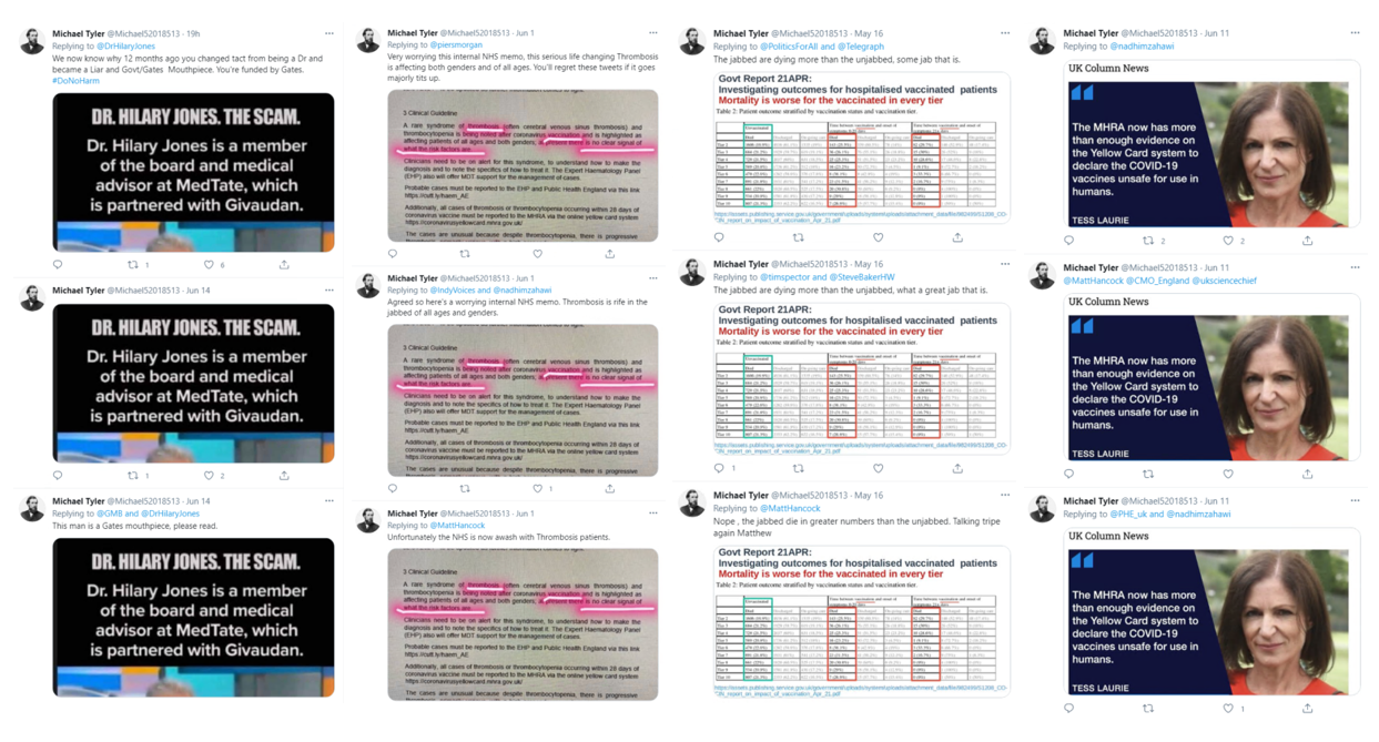 Figure 7: Past examples of @Michael52018513’s anti-vaccine amplification activity.